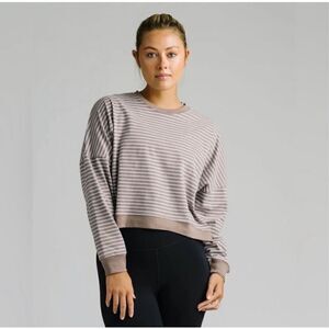 Zyia Dust Striped Cropped Crewneck Sweatshirt Medium